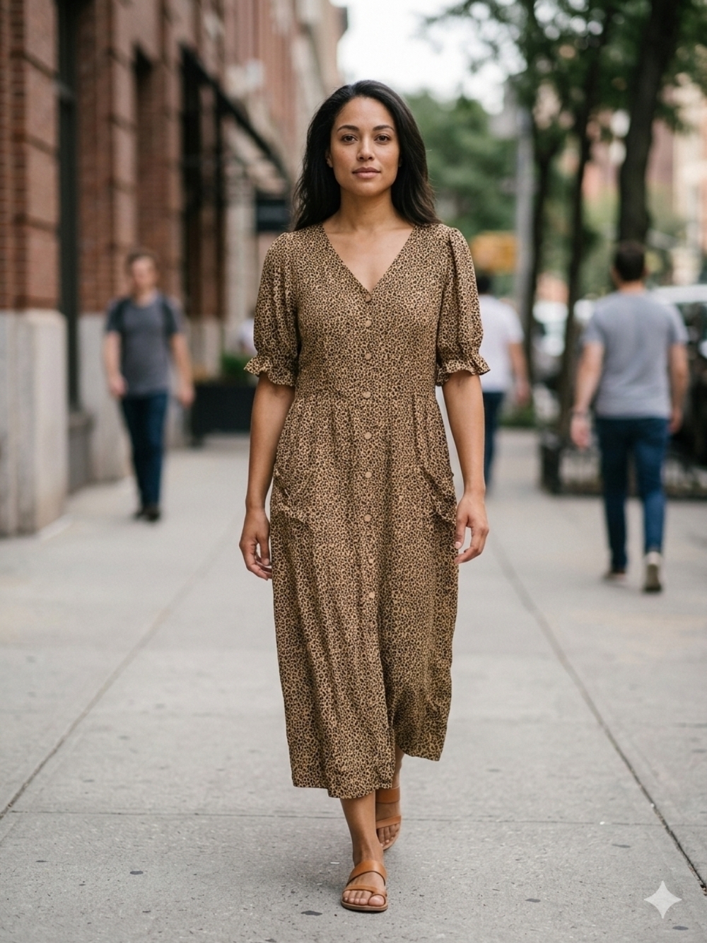 Sign Here Signature Clothing Women's Animal Print Button Up Dress With Pockets